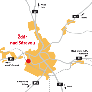 mapa Žďár nad Sázavou